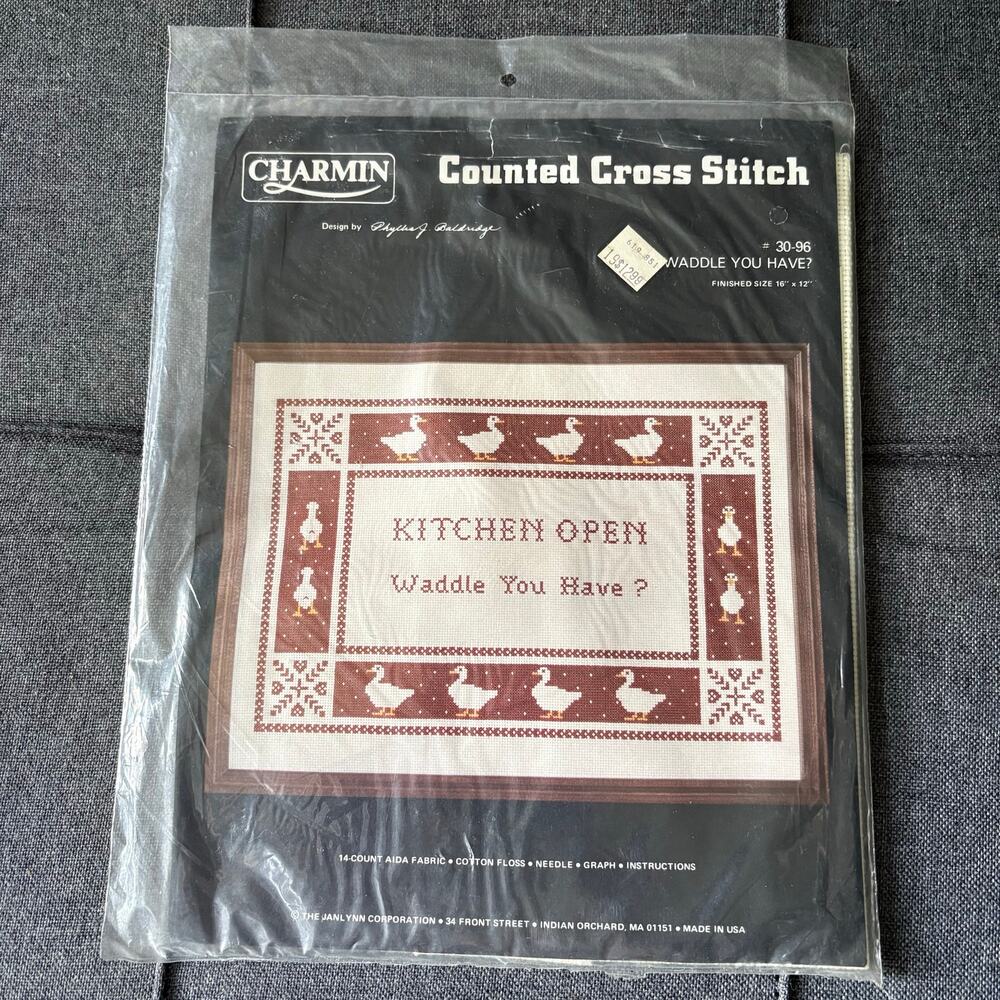 Waddle You Have? Geese Vintage Counted Cross Stitch Kit by Charmin Janlynn 1980s